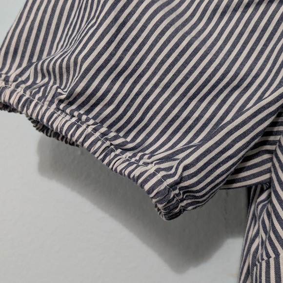 J.Crew Striped Puff Short-Sleeve Ruffle-Collar Top XS - Picture 4 of 8